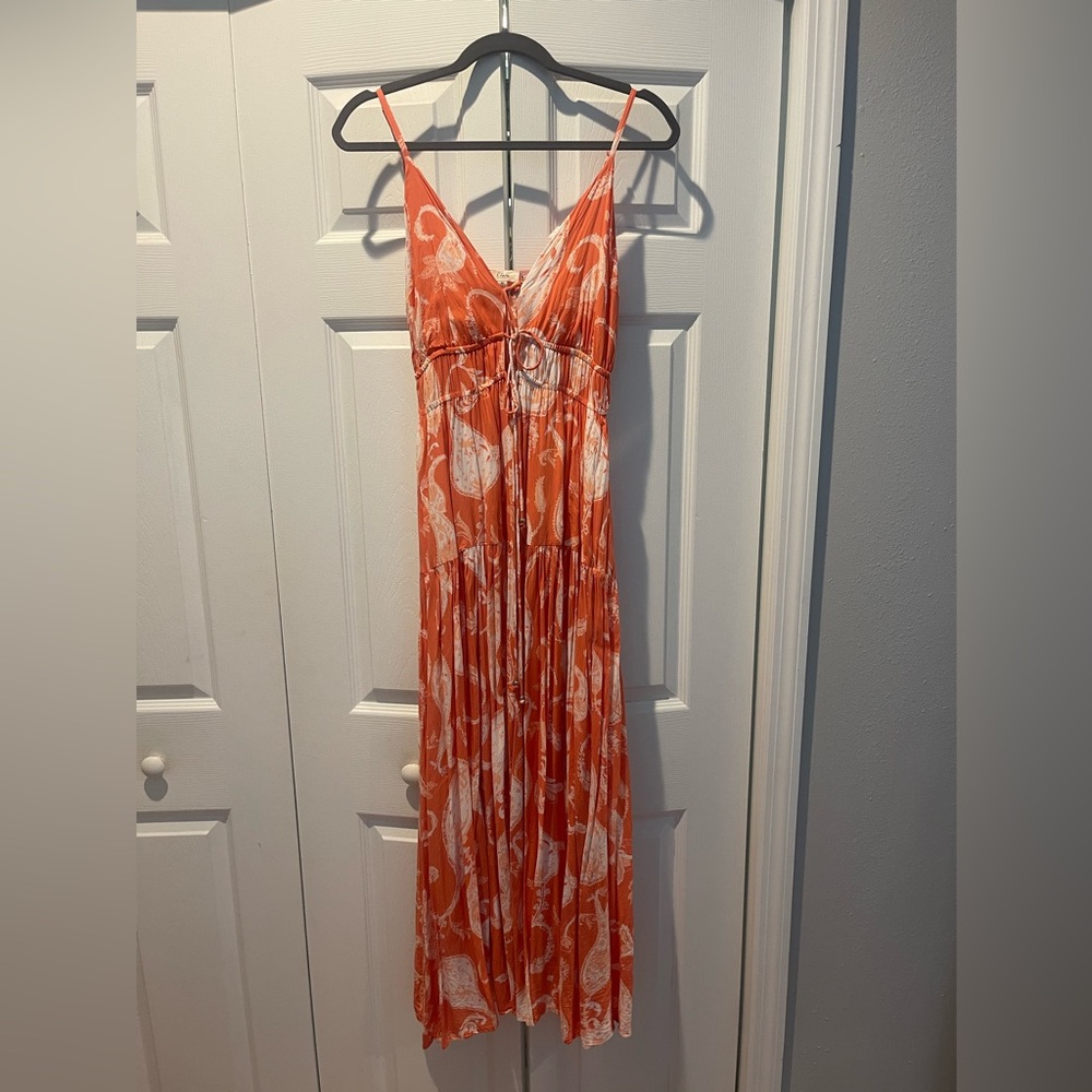 Elan Coral and White Maxi Dress